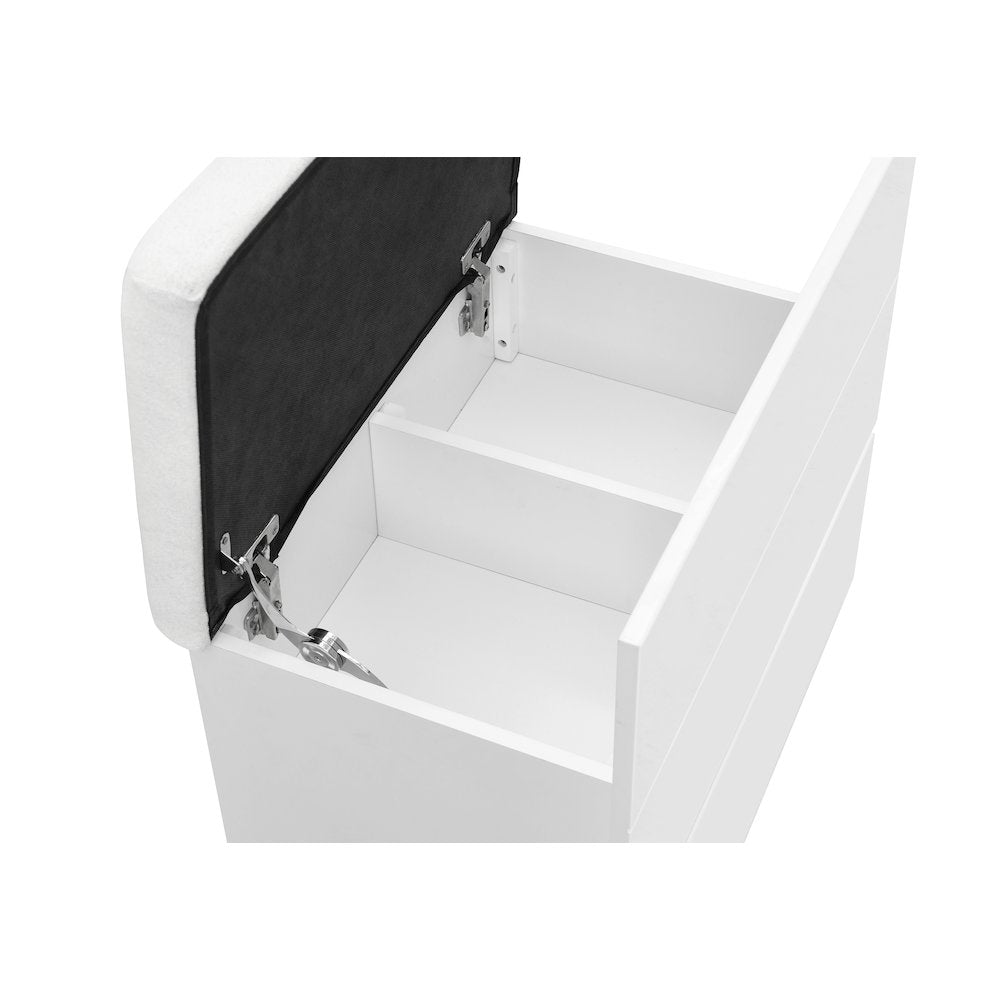 Ella White Vanity Set With Storage Stool