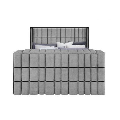 Isabella Grey King Bed W/Led, Tv Lift, Speaker And Fireplace
