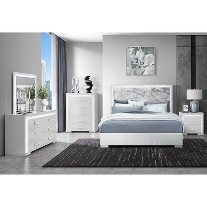 Naomi Silver Marble  Full Bed With Led