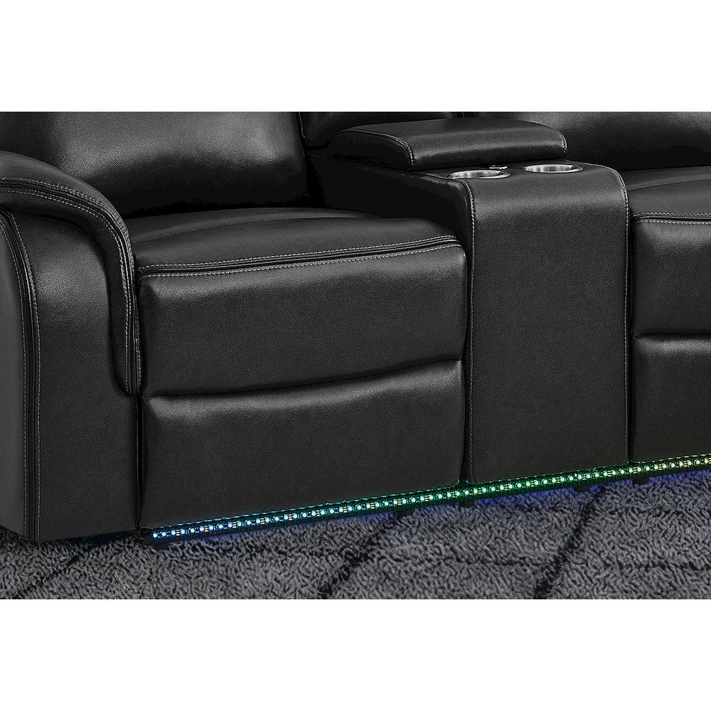 U1818 Blanche Charcoal Sectional With Pushback Chaise