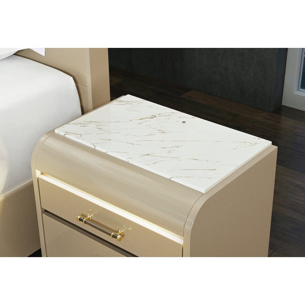 Genesis Gold Queen Bed With Led