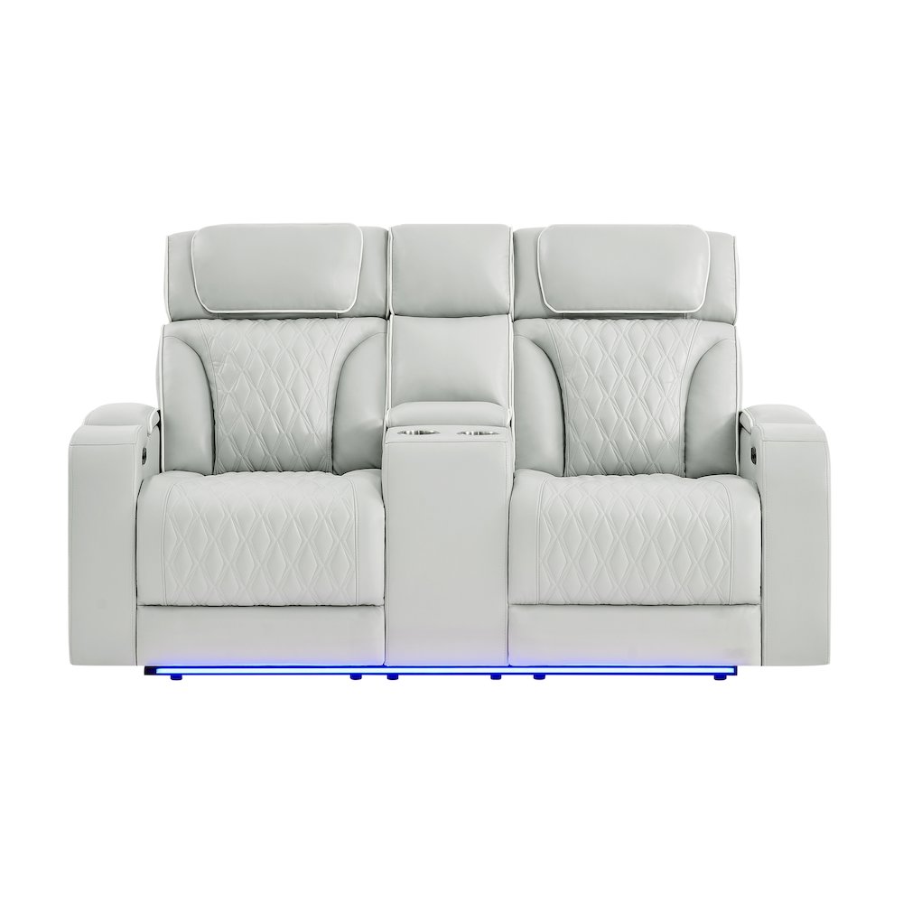 U8611 Blanche Silver Pwr Con Rec Loveseat With Phr, Led & Speaker