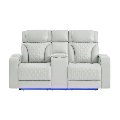 U8611 Blanche Silver Pwr Con Rec Loveseat With Phr, Led & Speaker