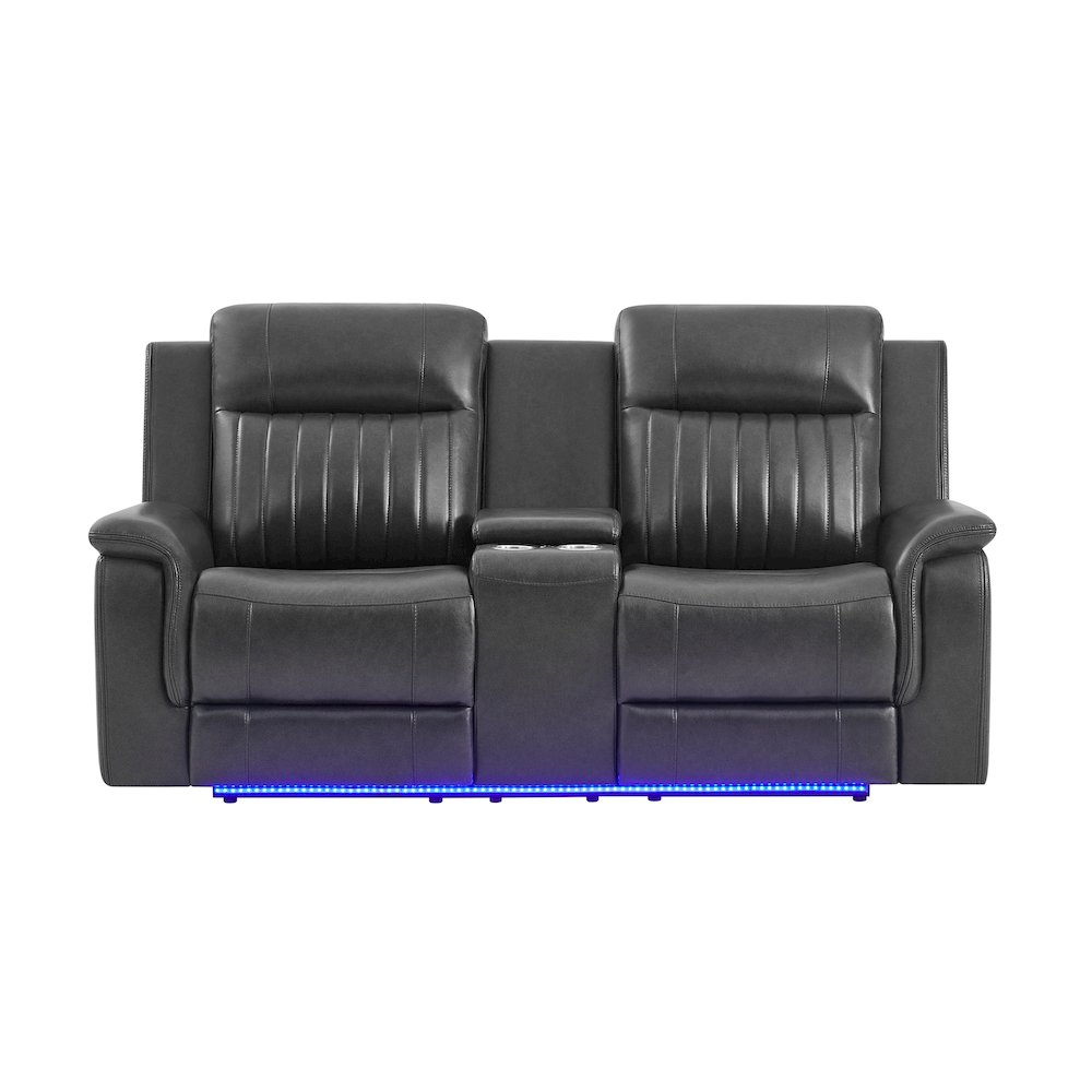 U8879 Blanche Charcoal Pwr Con Rec Ls W/Led, Global Ss & Subwoofer