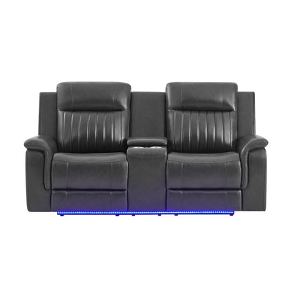 U8879 Blanche Charcoal Pwr Con Rec Ls W/Led, Global Ss & Subwoofer