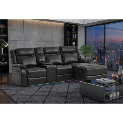 U1818 Blanche Charcoal Sectional With Pushback Chaise