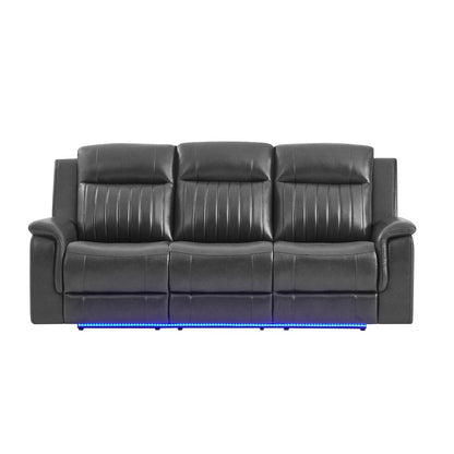 U8879 Blanche Charcoal Pwr Rec Sofa W/Led & Global Surround System