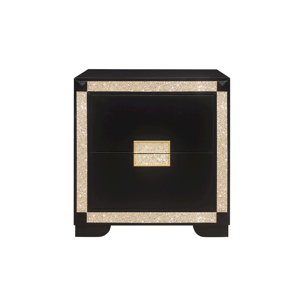 Traditional Glam Blake Black/Gold Nightstand, Black,Gold