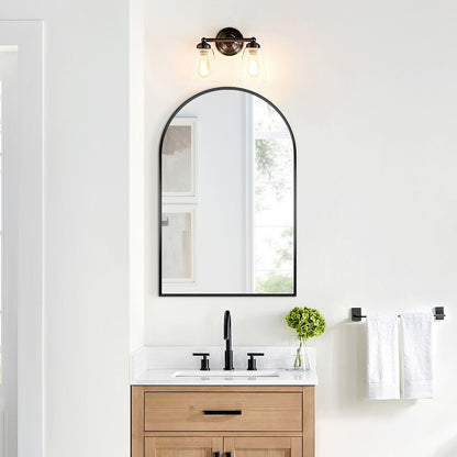 Benoni 24" Classic Domed Bathroom/Vanity Matt Black Aluminum Framed Wall Mirror