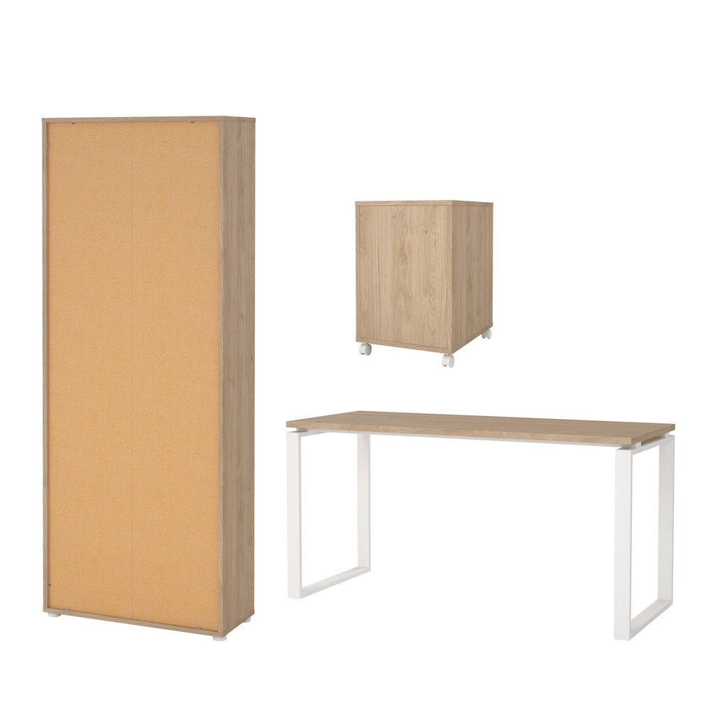 Sign 3-Piece Home Office Set with Desk, Tall Bookcase and Mobile Storage