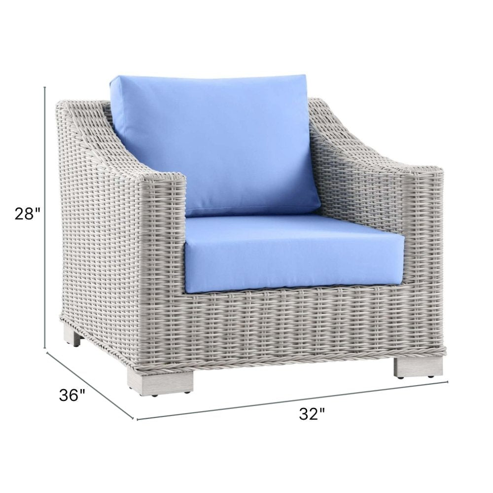 Outdoor Wicker Rattan Armchair For Patio Lounge Seating