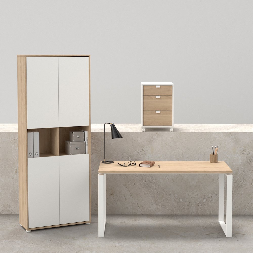 Sign 3-Piece Home Office Set with Desk, Large Storage Cabinet and Mobile Storage