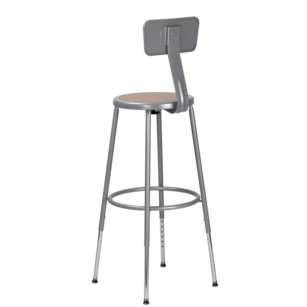 24.5 -32.5" Height Adjustable Heavy Duty Steel Stool With Backrest, Grey