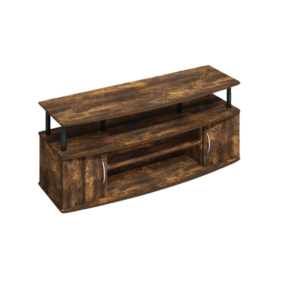 Engineered Wood TV Stand with 3 Open Shelves and Dual Door Storage TV Console