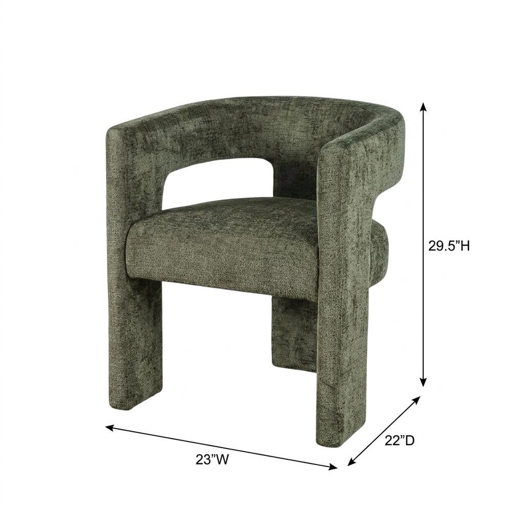 Jacquard Modern Accent Armchair, Sculptural Frame, Forest, Set of 4