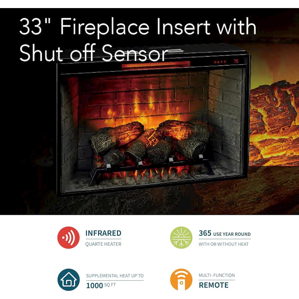 33" Fireplace Insert with Door Sensor
