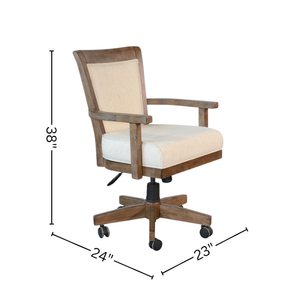 Beige Solid Wood Game Chair with Casters, Cushion Seat for Poker Table Chairs