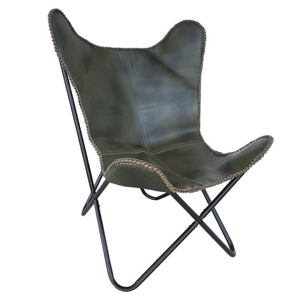 AmeriHome Genuine Leather Butterfly Chair - Forest Green