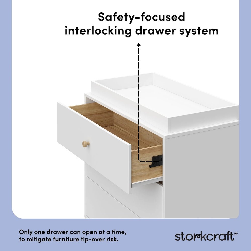 California 3 Drawer Chest With Topper - White with Driftwood