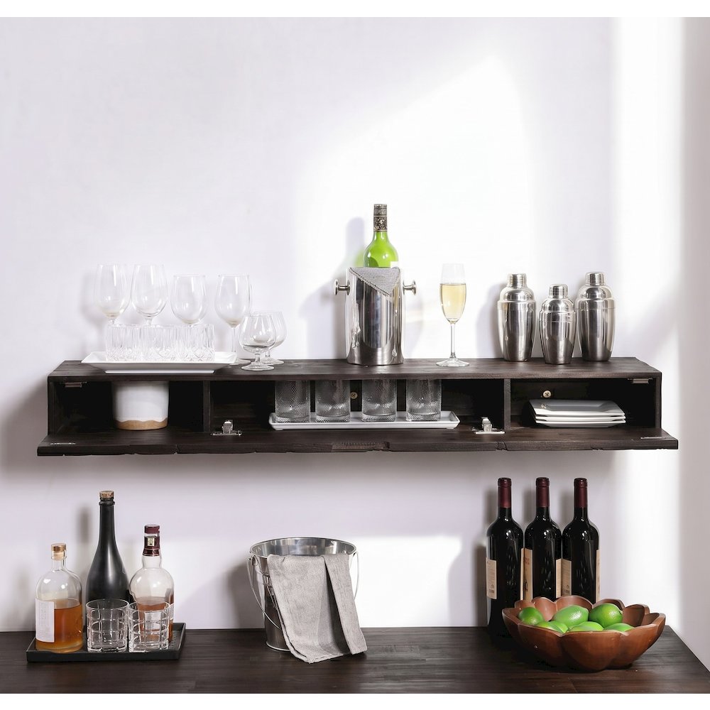 Distressed Floating Shelf Set With Hidden Storage (3 Pcs)