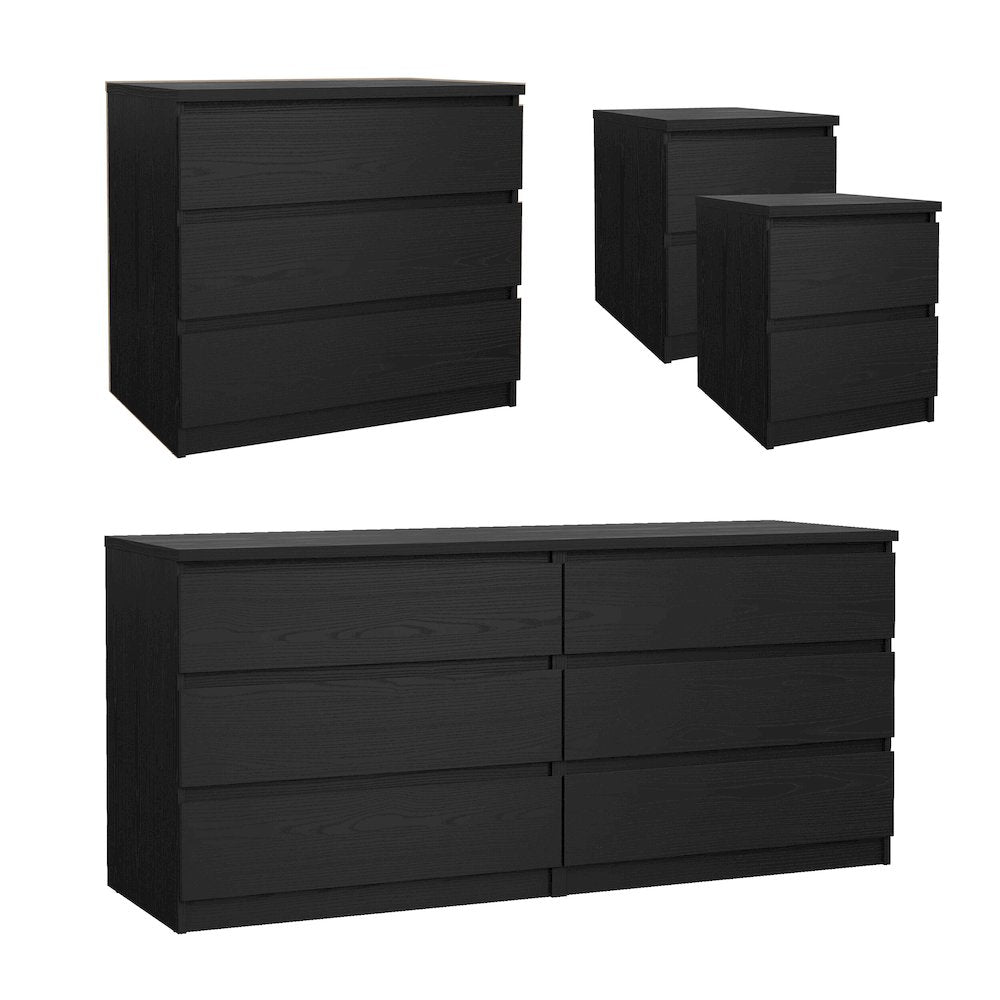 Scottsdale 4-Piece Bedroom Set, Black Woodgrain