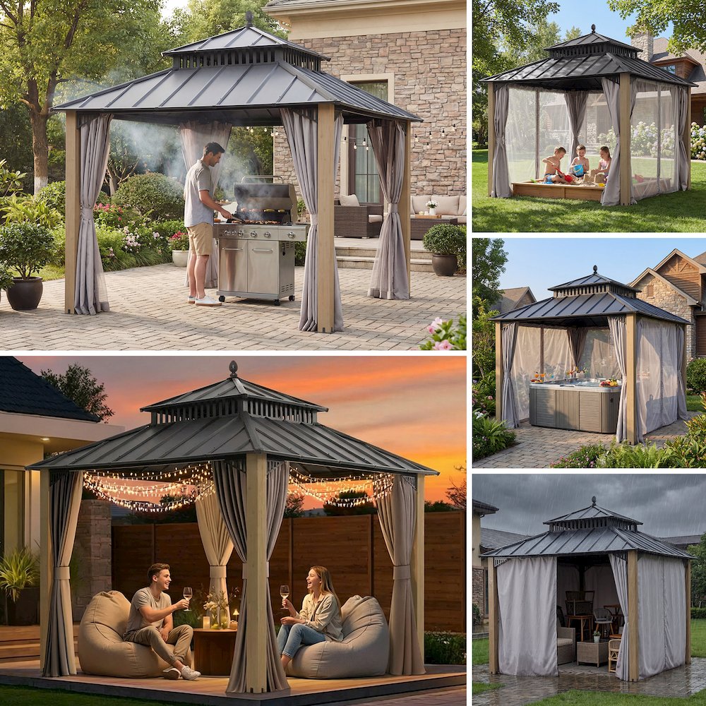 10 ft. x 10 ft. Kingston Extra-Tall, Wide Hardtop Wood Gazebo