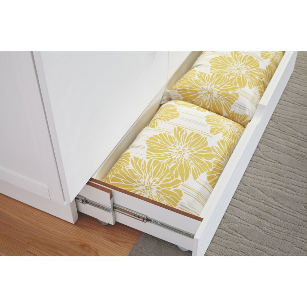 Madrid Queen Cabinet Bed White Finish Free Standing Compact Design Useable Top Surface