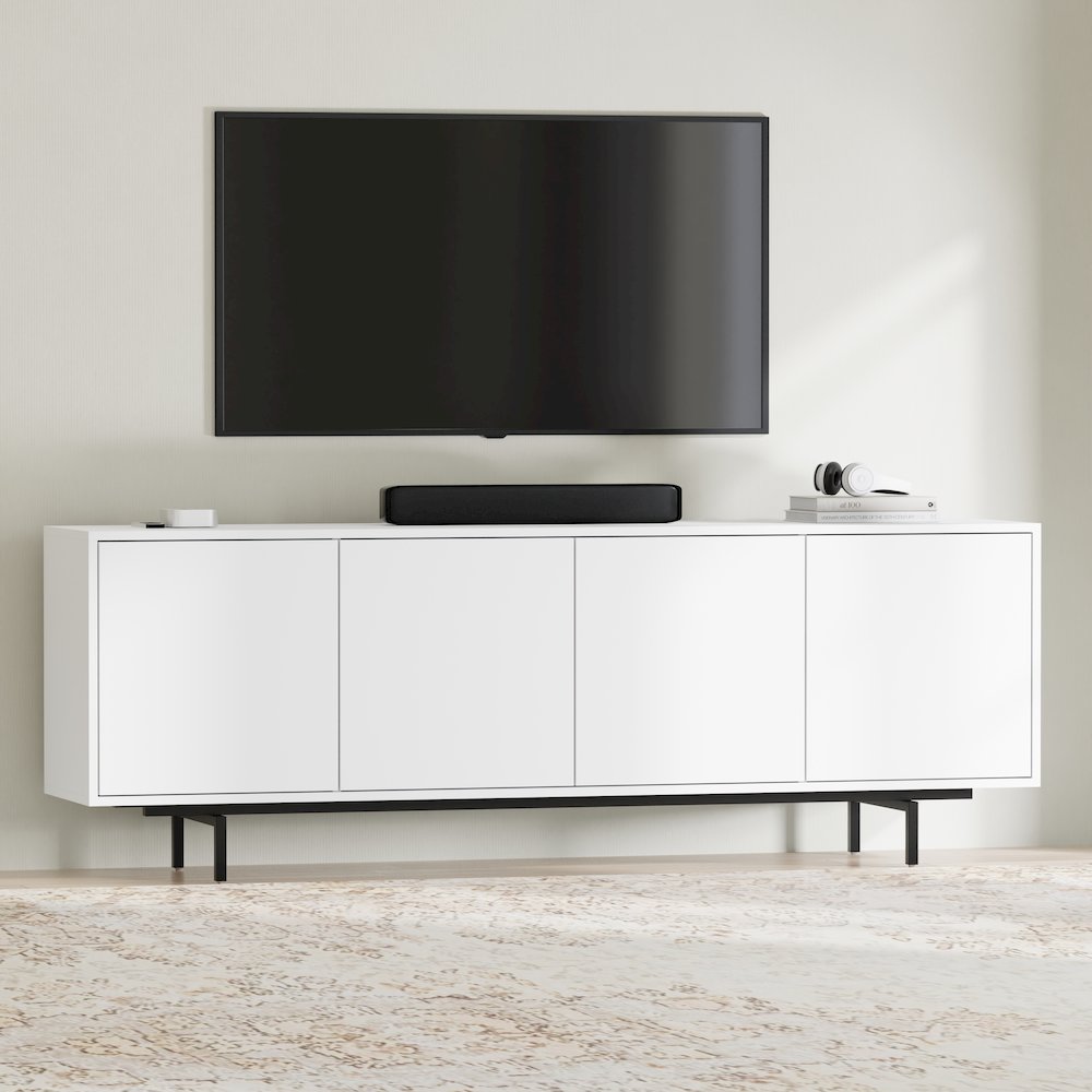 Graysen White Laminate 4 Door TV Console