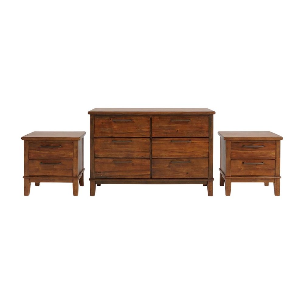 Cagney 3-Pc Wood Bedroom Set with Dresser in Chestnut