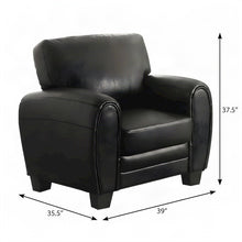 Faux Leather Accent Chair with Padded Seat and Arms for Bedroom, Black