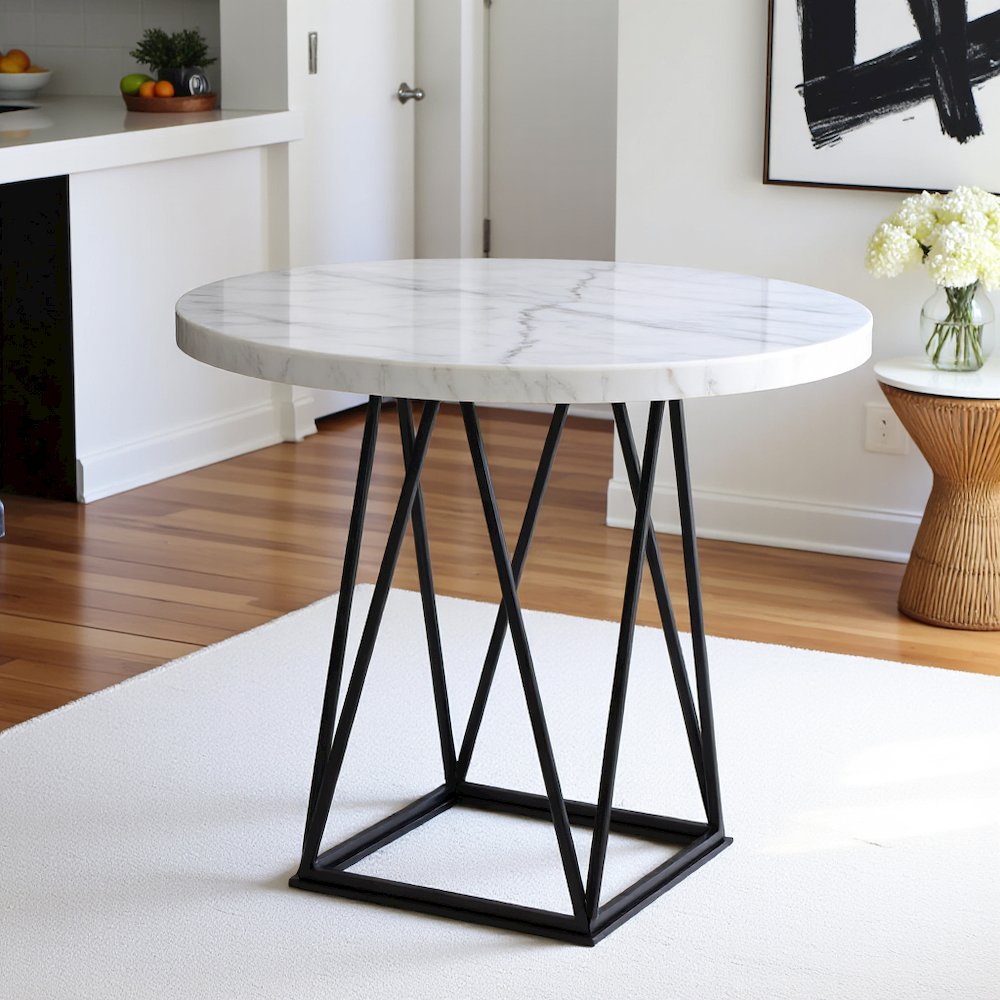 White Marble Top Counter Height Dining Table