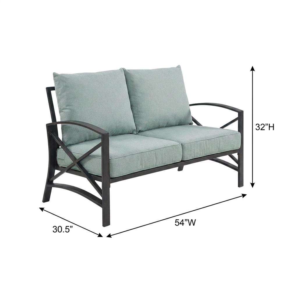 Mist Oil Rubbed Bronze Outdoor Chat Set with Loveseat and Coffee Table