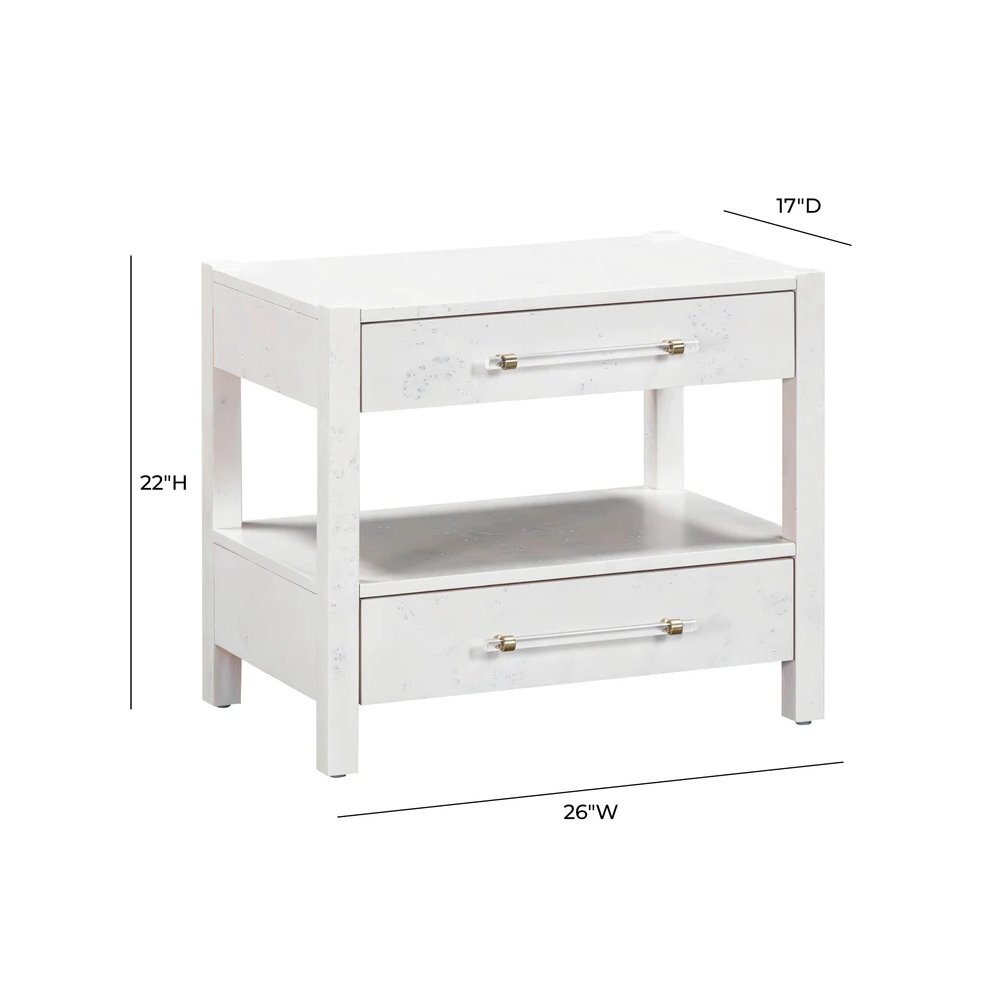 Brandyss White Burl Nightstand