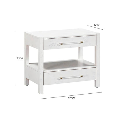 Brandyss White Burl Nightstand
