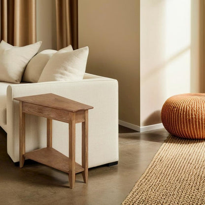 Brown Wedge End Table with Sturdy MDF Construction, Stylish and Practical Design