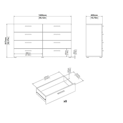 Austin 8 Drawer Double Dresser, Truffle Oak