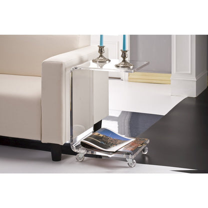 Clear Lucite Acrylic C-Shape Side Accent End Table