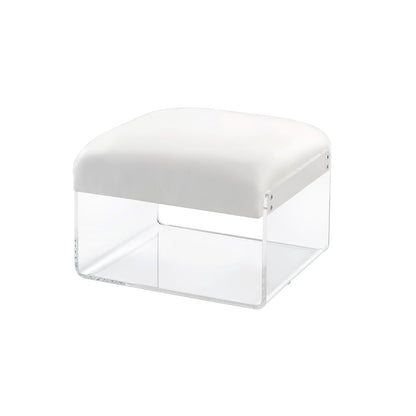 White Lucite Acrylic Padded Square Ottoman Bench Seat