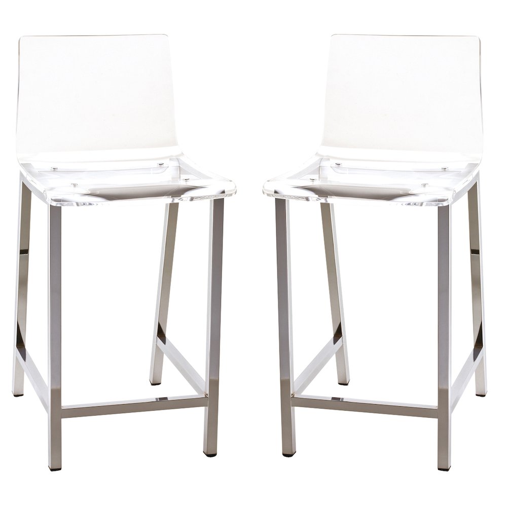 Clear Lucite Acrylic Backless Counter Stool Set of 2