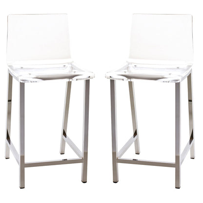 Clear Lucite Acrylic Backless Counter Stool Set of 2