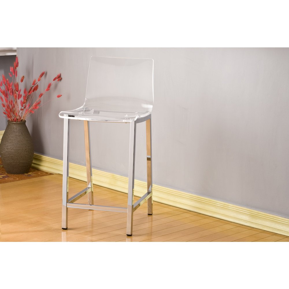 Clear Lucite Acrylic Backless Counter Stool Set of 2