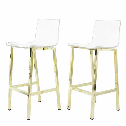 Clear Chrome Lucite Acrylic Tall Bar Stool Set of 2