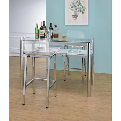 Clear Chrome Lucite Acrylic Tall Bar Stool Set of 2