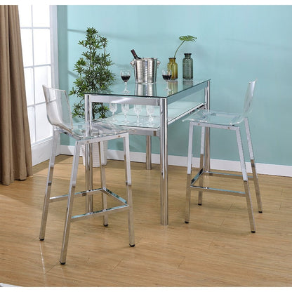 Clear Chrome Lucite Acrylic Tall Bar Stool Set of 2