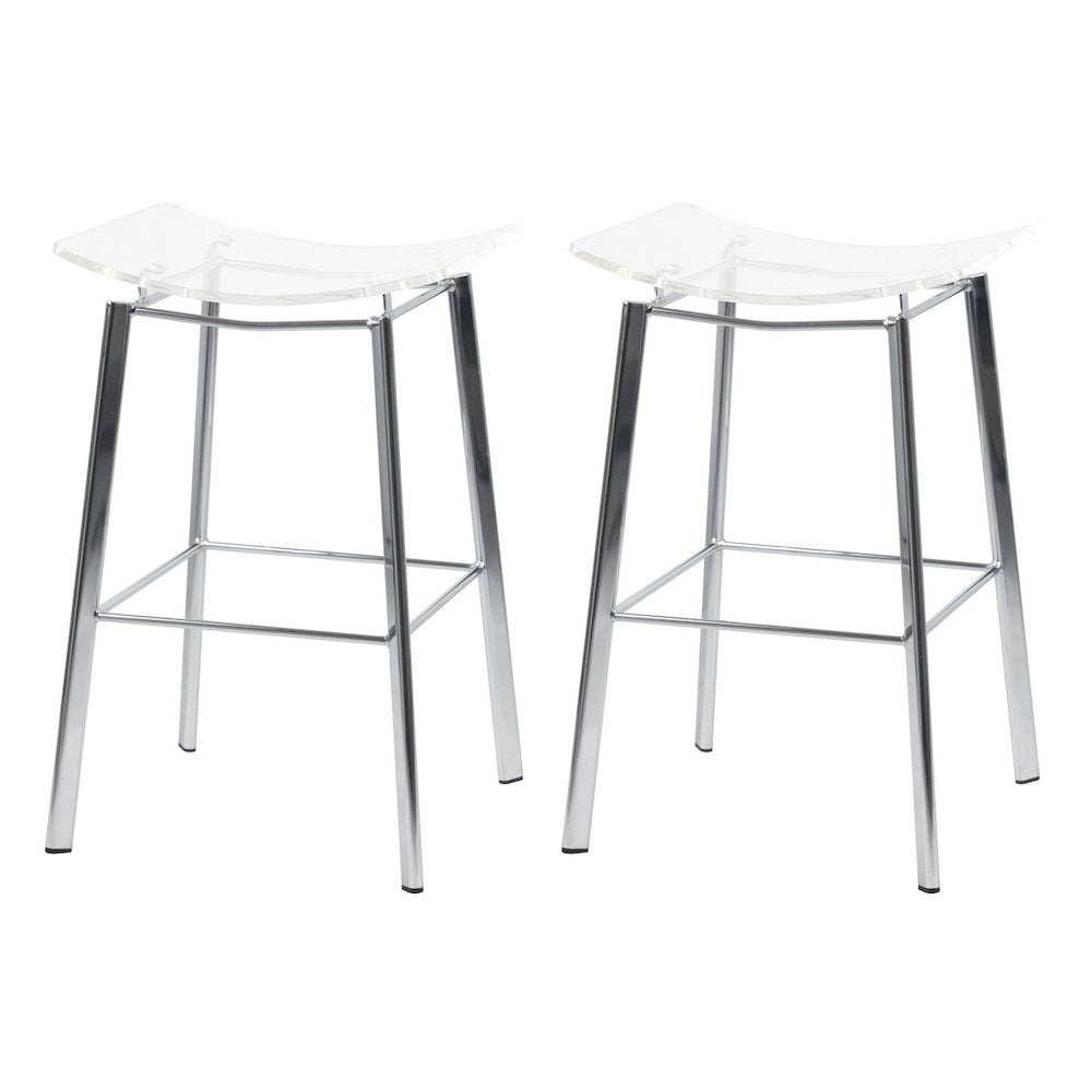Acrylic Artina Chrome Barstools - Set of 2