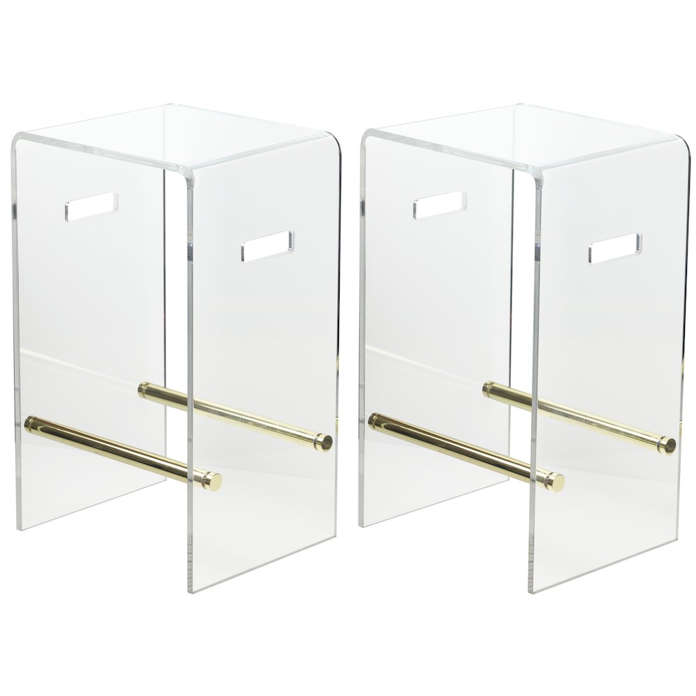 Gold Lucite Acrylic Nesting Bar Stools Glam Set of 2