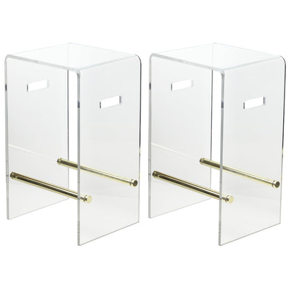Gold Lucite Acrylic Nesting Bar Stools Glam Set of 2