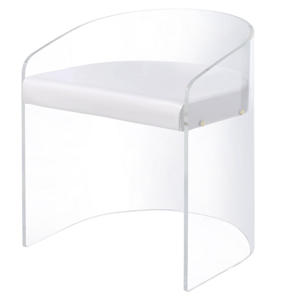 White Lucite Acrylic U-Shape Molded Ghost Dining Chair