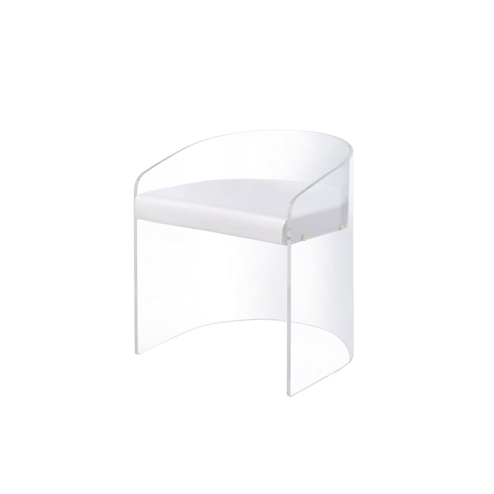 White Lucite Acrylic U-Shape Molded Ghost Dining Chair