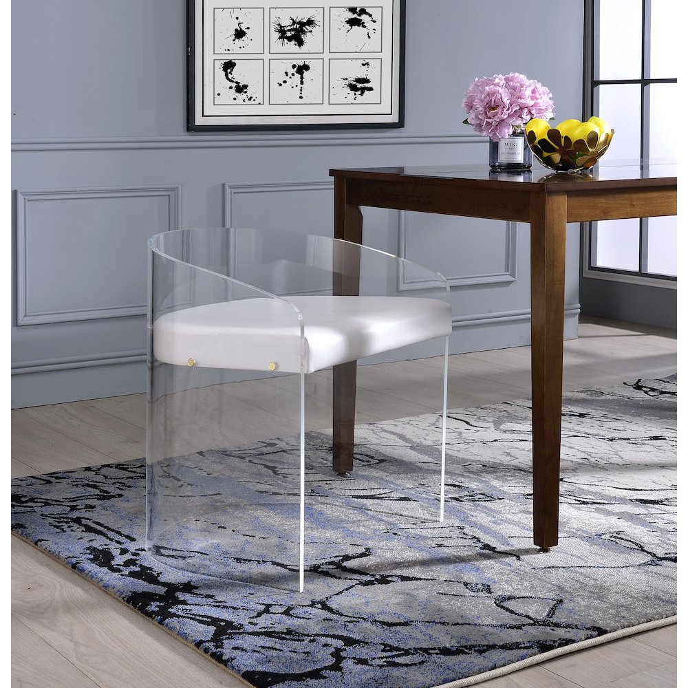 White Lucite Acrylic U-Shape Molded Ghost Dining Chair